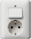 Gira System 55 Kombi Steckdose/ Wechselschalter Reinwei§ gl_nzend 017603
