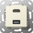 Gira HDMI, USB 3.0 A Kabelpeitsche Einsatz Cremewei§ 567901