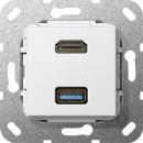 Gira HDMI, USB 3.0 A Kabelpeitsche Einsatz Reinwei§ 567903