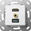 Gira HDMI,USB 3.0 A,M Klinke Kabelpeitsche Einsatz Reinwei§ 568103