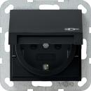 Gira System 55 Steckdose mit KD und KS Schwarz matt 0414005