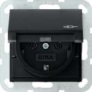 Gira System 55 Steckdose mit Klappdeckel Schwarz matt 0454005
