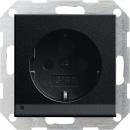Gira System 55 Steckdose mit LED-Leuchte + KS Schwarz matt 1170005