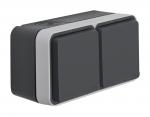 Berker W.1 IP55 Aufputz Steckdose 2fach waagerecht grau 47843515