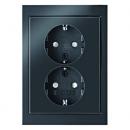 Berker R.3 Doppelsteckdose mit Abdeckplatte und KS schwarz, glänzend 47297005