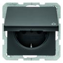 Berker Q.1/Q.3 Steckdose mit Klappdeckel anthrazit, samt 47516066
