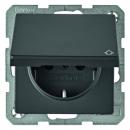 Berker Q.1/Q.3 Steckdose mit Klappdecke und KS anthrazit, samt 47516076