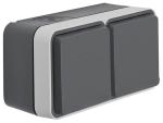 Berker W.1 IP55 Aufputz Steckdose 2fach waagerecht grau 47753525