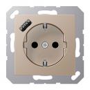 Jung SCHUKO Steckdose 16 A 250 V ~, mit USB-Ladegerät 1 x Typ A, Berührungsschutz, Serie A, champagner A1520-18ACH
