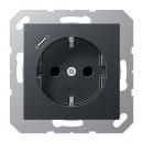 Jung SCHUKO Steckdose 16 A 250 V ~, mit USB-Ladegerät 1 x Typ C, Berührungsschutz, Serie A, anthrazit matt A1520-18CANM