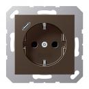 Jung SCHUKO Steckdose 16 A 250 V ~, mit USB-Ladegerät 1 x Typ C, Berührungsschutz, Serie A, mokka A1520-18CMO