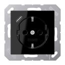 Jung SCHUKO Steckdose 16 A 250 V ~, mit USB-Ladegerät 1 x Typ C, Berührungsschutz, Serie A, schwarz A1520-18CSW