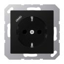 Jung SCHUKO Steckdose 16 A 250 V ~, mit USB-Ladegerät 1 x Typ C, Berührungsschutz, Serie A, graphitschwarz matt A1520-18CSWM