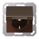 Jung SCHUKO Steckdose, 16 A 250 V ~, Berührungsschutz, Klappdeckel, Thermoplast lackiert, Serie A, mokka A1520BFKIKLMO