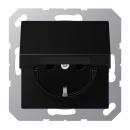 Jung SCHUKO Steckdose, 16 A 250 V ~, Berührungsschutz, Klappdeckel, Thermoplast lackiert, Serie A, graphitschwarz matt A1520BFKIKLSWM