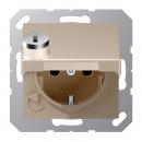 Jung SCHUKO Steckdose, 16 A 250 V ~, Berührungsschutz, Klappdeckel, mit Sicherheitsschloss, Thermoplast lackiert, Serie A, champagner A1520BFKLSLCH