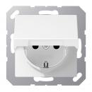 Jung SCHUKO Steckdose, 16 A 250 V ~, Klappdeckel, Thermoplast lackiert, Serie A, schneeweiß matt A1520BFKLWWM