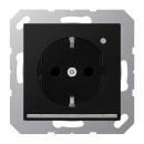 Jung SCHUKO® Steckdose mit LED-Orientierungslicht, 16 A 250 V ~, Berührungsschutz, Thermoplast lackiert, Serie A, graphitschwarz matt A1520-OSWMLNW