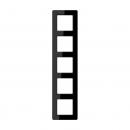 Jung Rahmen 5-fach, senkrechte und waagerechte Montage, Thermoplast, A flow, schwarz AF585BFSW