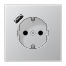 Jung SCHUKO Steckdose 16 A 250 V ~, mit USB-Ladegerät 1 x Typ A, Berührungsschutz, Serie LS, Aluminium (lackiert) AL1520-18A-L
