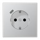 Jung SCHUKO Steckdose 16 A 250 V ~, mit USB-Ladegerät 1 x Typ C, Berührungsschutz, Serie LS, Aluminium (lackiert) AL1520-18C-L