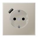 Jung SCHUKO Steckdose 16 A 250 V ~, mit USB-Ladegerät 1 x Typ A, Berührungsschutz, Serie LS, Edelstahl (lackiert) ES1520-18A-L