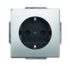 B+J pur edelstahl, Steckdose mit Kinderschutz edelstahl 20EUCKS-866