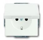 B+J future® linear,Steckdose mit Klappdeckel, studioweiß matt 20EUK-884