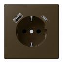 Jung SCHUKO Steckdose 16 A 250 V ~, mit USB-Ladegerät 1 x Typ A + 1 x Typ C, Berührungsschutz, Serie LS, Messing antik (lackiert) ME1520-15CAAT-L