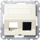 Merten Schr_gauslass 2fach mit Tragring und Schriftfeld fŸr Modular Jack, wei§ gl_nzend, System M MEG4568-0344