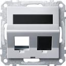 Merten Schr_gauslass 2fach mit Tragring und Schriftfeld fŸr Modular Jack, aluminium, System M MEG4568-0460