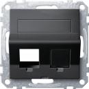 Merten Schr_gauslass 2fach mit Tragring und Schriftfeld fŸr Modular Jack, anthrazit, System M MEG4568-0414