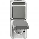 Merten AQUASTAR Steckdose mit Wechselschalter lichtgrau MEG3495-8029