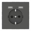 Merten Schuko Steckdose mit USB Ladeger_t Anthrazit, System Design MEG2366-6034