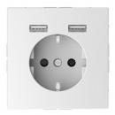 Merten Steckdose mit USB Ladeger_t, Lotoswei§, System Design MEG2366-6035