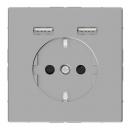 Merten Schuko Steckdose mit USB Ladeger_t, Edelstahl, System Design MEG2366-6036
