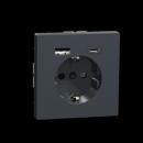 Merten Schuko Steckdose mit USB Ladeger_t Anthrazit, System Design MEG2367-6034