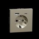 Merten Schuko Steckdose mit USB Ladeger_t, Edelstahl, System Design MEG2367-6036