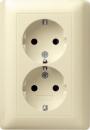 Gira System 55 Doppelsteckdose Cremewei§ 078001