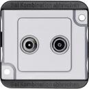 Merten BK-/Sat-Antennenstichdose, 2fach, mattsilber, PANZER 299460