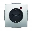 B+J pur Edelstahl, Steckdose mit Busch-Protector edelstahl 2310EUGL/VA-866-11