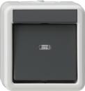 Gira IP44 WG Wippschalter Aus 2pol Aufputz Grau 010230