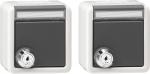 Gira IP44 WG Steckdose 2fach Beschriftbar Schloss Grau 078730
