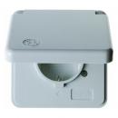 Berker Steckdose mit Abdeckplatte und Klappdeckel grau, glaenzend wg Up IP44 4211