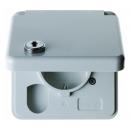 Berker Steckdose mit Abdeckplatte, Klappdeckel und Schloss grau, glaenzend wg Up 4212