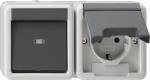 Gira IP44 WG Kombination Wippschalter Steckdose Aufputz Grau 017730