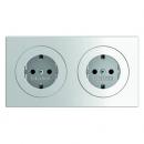 Berker R.1/R.3 Steckdosen-Kombination 2fach mit Rahmen polarweiss, glaenzend  47202089