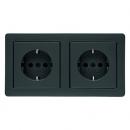 Berker Steckdosen-Kombination SCHUKO 2fach mit Rahmen anthrazit samt Berker Q.1/Q.3 47206086