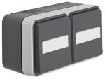 Berker W.1 IP55 Aufputz Steckdose 2fach mit Beschriftung waagerecht grau 47753535