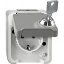 Merten SCHUKO-Steckdose, abschliessbar mit versch. Schliessungen, lichtgrau, AQUASTAR MEG2422-8029
